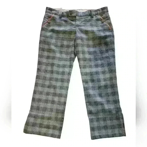 Abercrombie & Fitch Womens Plaid Grandpa Crop 100% Wool Poly Lined Pants Size 8 - Picture 1 of 4